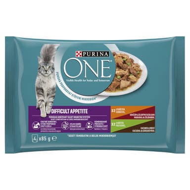 Purina One Difficult Appetite alutasak macskáknak csirkével és pulykával 4 x 85 g - 340 g
