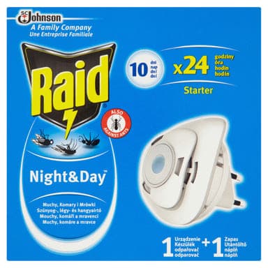 Raid Night & Day 240 órás elektromos szúnyog- és légyirtó készülék - 1 db