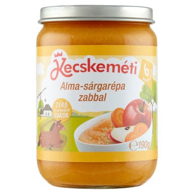 Kecskeméti Bébiétel Alma Sárgarépa Teljes Kiörlésu Zabpehely Ízesítéssel 6 Hónapos Kortól - 190 g