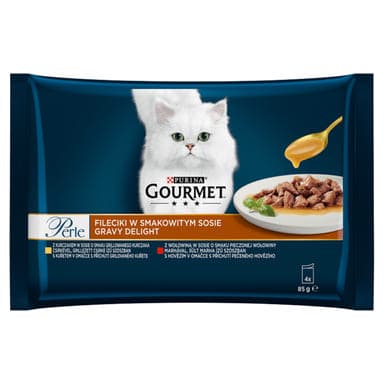 Gourmet Perle Gravy Delight alutasak macskáknak, csirkével és marhával szószban (4x85 g) - 340 g