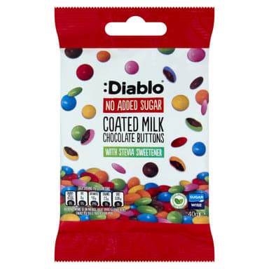 Diablo drazsé tejcsoki cukorbevonattal,hozzáadott cukor nélkül - 40 gr