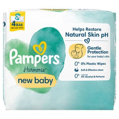 Pampers Harmonie New Baby törlőkendő, műanyagmentes - 184 db