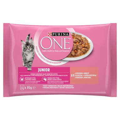 Purina one macskáknak lazaccal és sárgarépával 4*85 g - 340 g