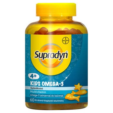 Supradyn Kids gyümölcsízű étrend-kiegészítő multivitamin omega-3-mal és kolinnal - 60 db