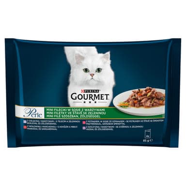 Gourmet perle alutasak macskáknak borjú/vad/marha/pisztráng 4*85 g - 340 g
