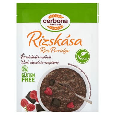 Cerbona Vegan gluténmentes, étcsokoládés rizskása málnával - 45 g