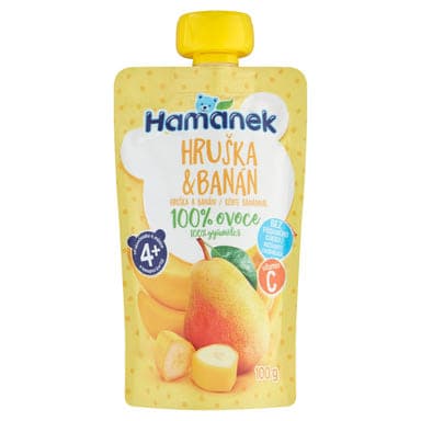 Hamánek gyümölcspüré körte,banán 4 hónapos kortól - 100 g