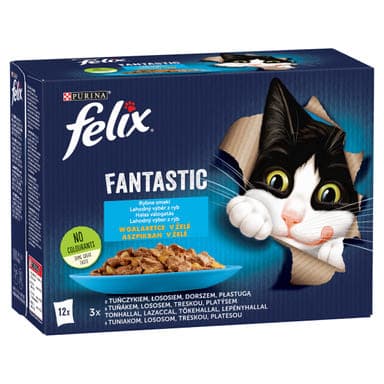 Felix Fantastic halas válogatás aszpikban, nedves macskaeledel (12 x 85 g) - 1020 g