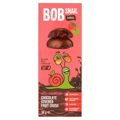 Bob Snail gyümölcs snack tejcsokoládé, alma, eper - 30 g