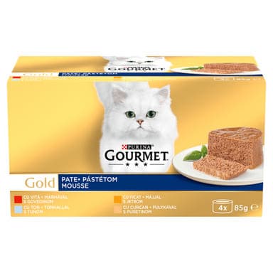 Gourmet Gold felnőtt teljes értékű konzerv macskáknak, pástétom 4 ízben (4x85 g) - 340 g