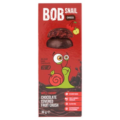 Bob Snail gyümölcs snack étcsokoládé, alma, meggy - 30 g