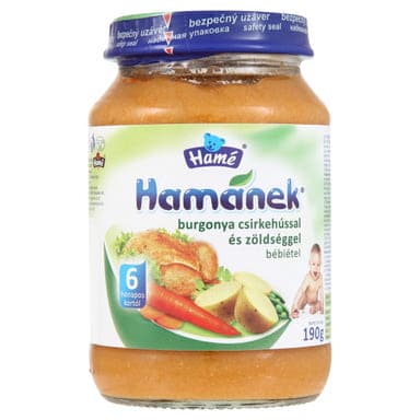 Hamánek Bébiétel Burgonya Csirkehússal És Zöldséggel 6 Hónapos Kortól - 190 g