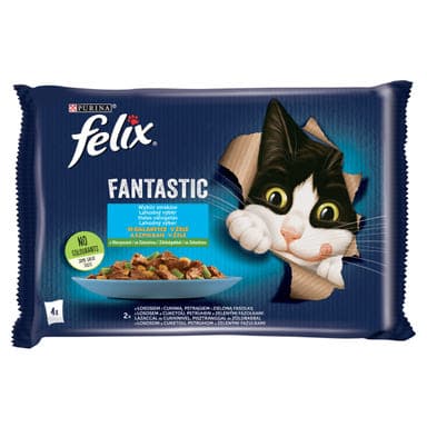 Felix Fantastic Lazaccal/Pisztránggal aszpikban, nedves macskaeledel (4 x 85 g) - 340 g